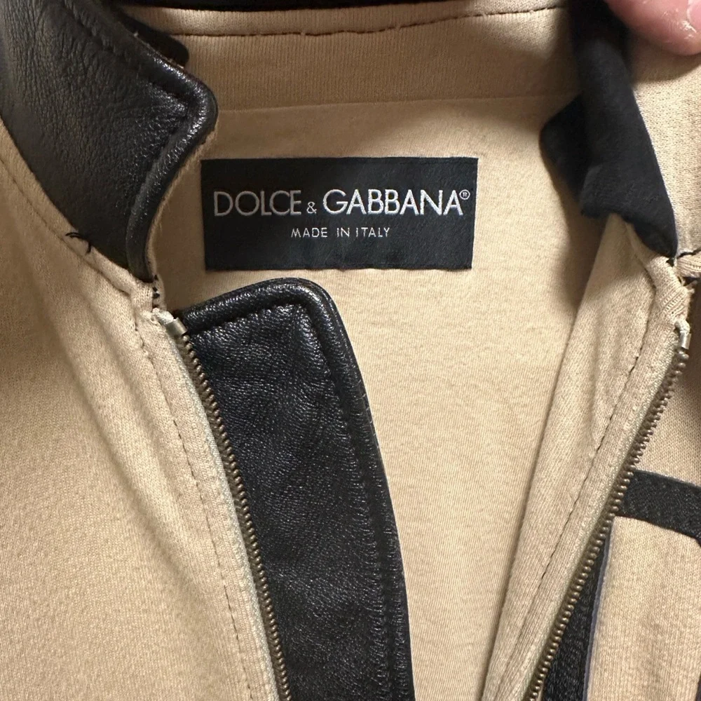 Dolce and Gabbana Leather/cotton motorcycle jacket - Picture 4 of 5